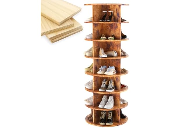 Rosedate Rotating Shoe Rack Tower 360° - Spinning Shoe Stora (Open Box)