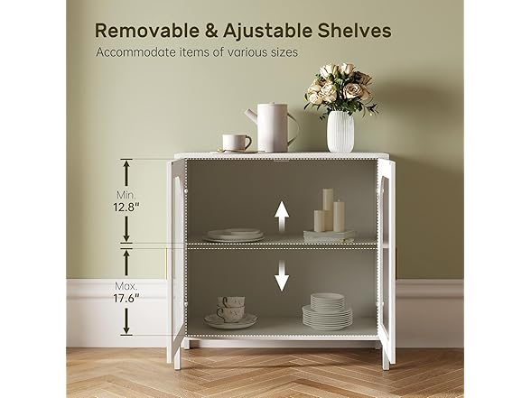 OBEKANN Sideboard Storage Cabinet with Adjustable Shelves