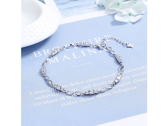 18K White Gold Plated Infinity Bracelet