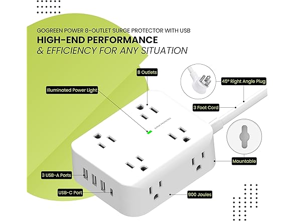 Go Green 8-Outlet Surge Protector