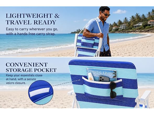 Caribbean Joe Folding Beach Chair, Horizon Stripe