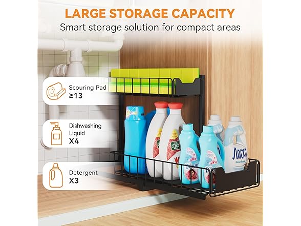Cegkanenx 2 Pack Metal Under Sink Organizer