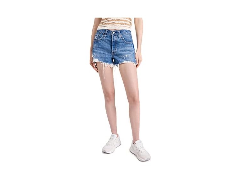 Levi's Women's Premium 501 Original Shorts, Athens Mid Short, 30, Medum Indigo
