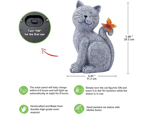 Solar Outdoor Cat Statue Décor