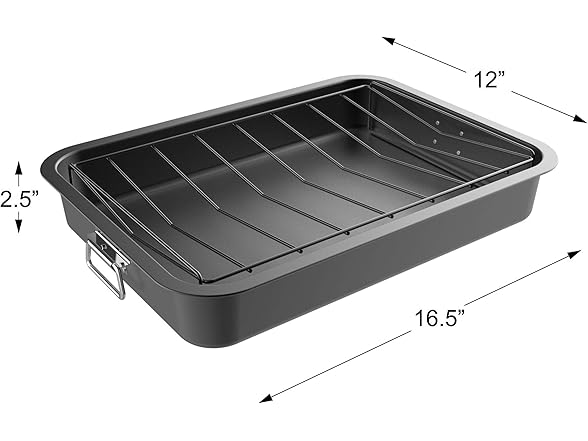 Classic Cuisine Roasting Pan with Angled Rack-Nonstick