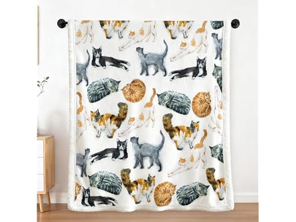 Sleepwish Colorful Cat Fleece Throw Blanket