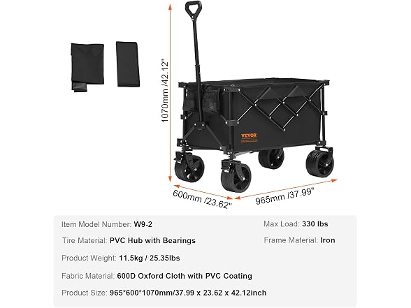 VEVOR 220L/350lbs Collapsible Folding Wagon