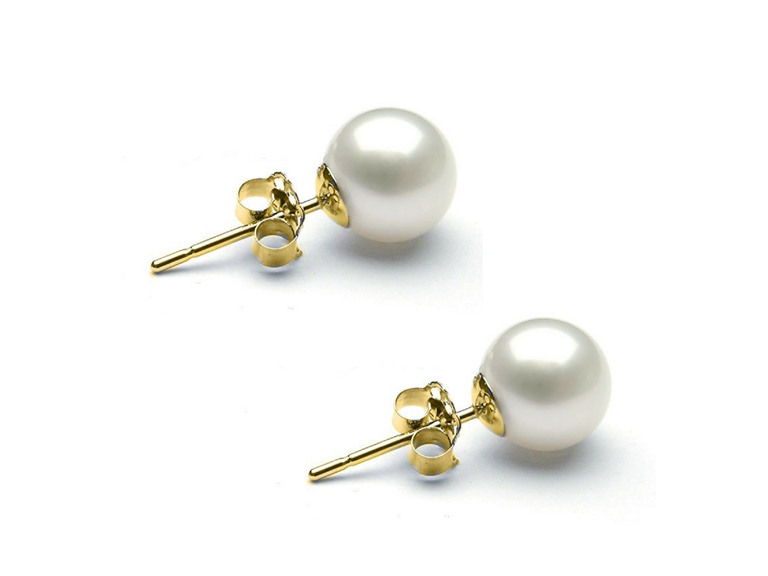 AAA IGT-DAAS-DEB232 4.00CTTW Cultured Pearl Studs Yellow Gold 