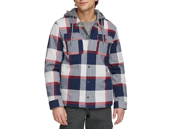 Levi's Men Sherpa Lined Hooded Shirt Jacket