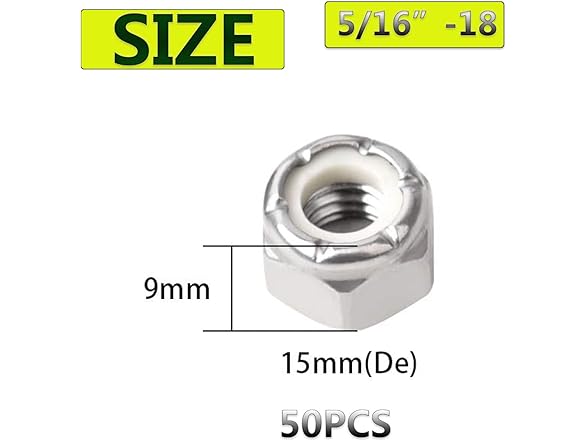 5/16-18 Nylon Insert Lock Nuts 50pc