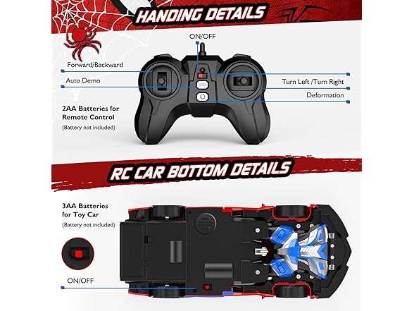 CEGOUFUN Remote Control Car with One Button Transformation