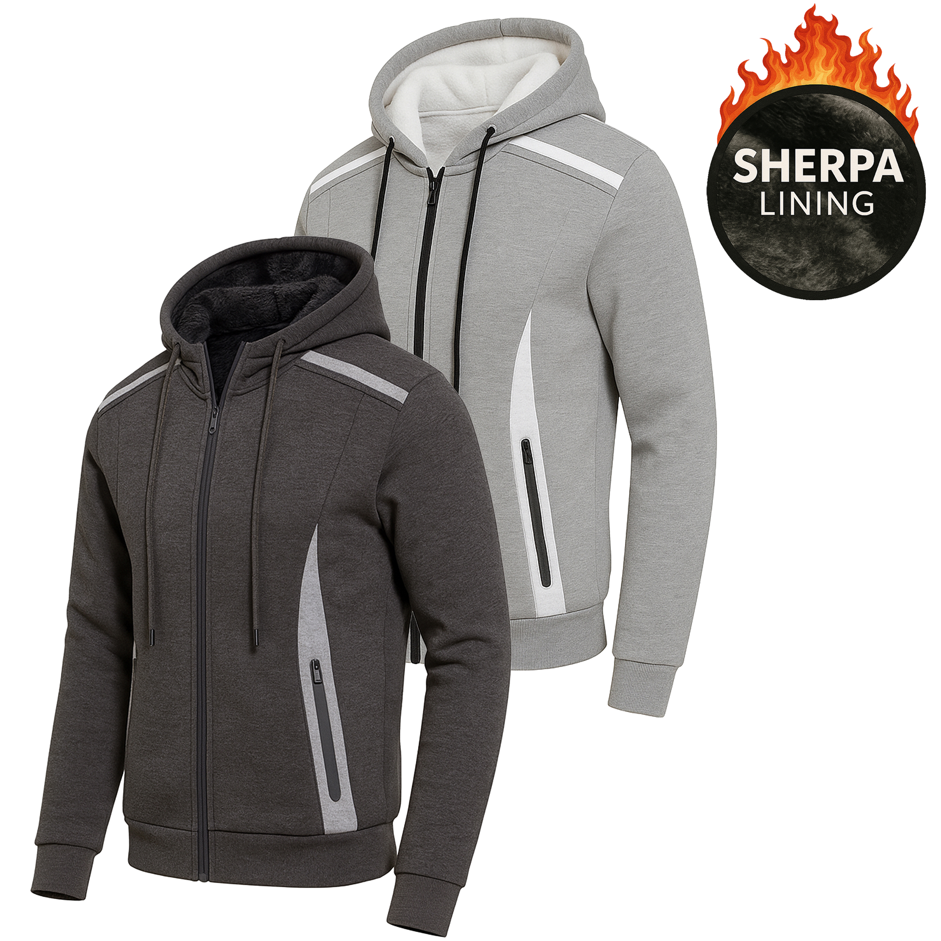 Men's Sherpa Reflective Tech Zip Hoodies - Gallery 30