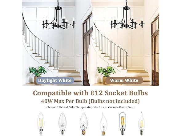 Brightever 6-Light Black Farmhouse Chandelier