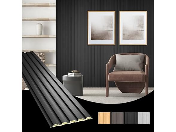 WPC Acoustic Slat Wall Paneling, 8-Pack