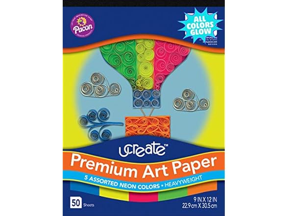 Ucreate Premium Neon Construction Paper, 5 Color