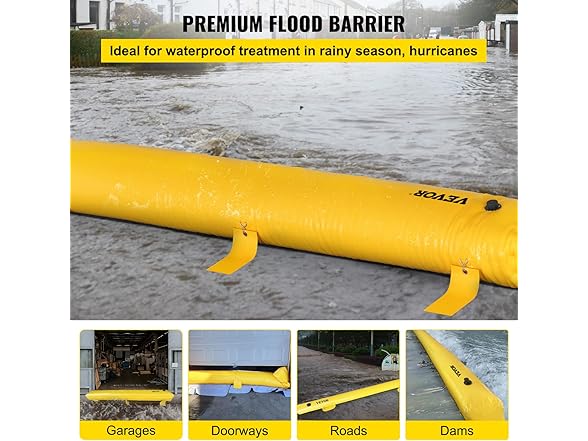 VEVOR Flood Barrier, 24 ft Length x 6 in Height