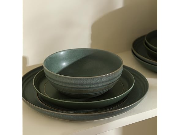 Stone Lain Elio 4-Piece Dinner Plate Set Stoneware, Green
