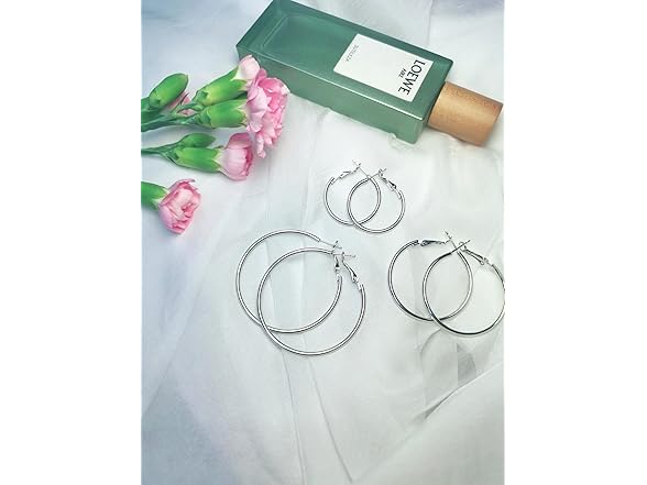 Hoop Earrings 3 Pairs Sterling Silver