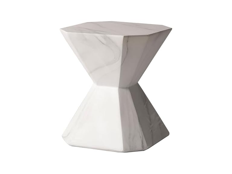 LeisureMod AST17MW Azure Outdoor Side Table Marble Whit