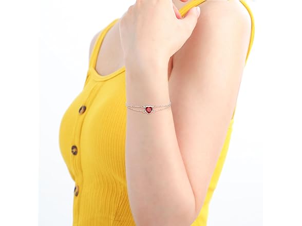 Silver Heart Birthstone Bracelets