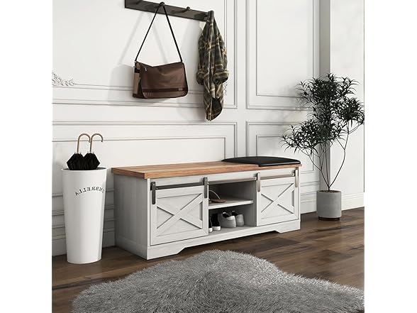 dainslef 2-Tier Entryway Shoe Bench White