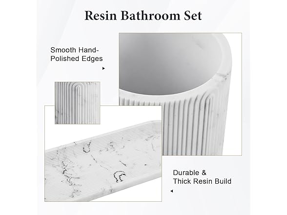 Z ZONAMA White Resin Bathroom Accessories Set