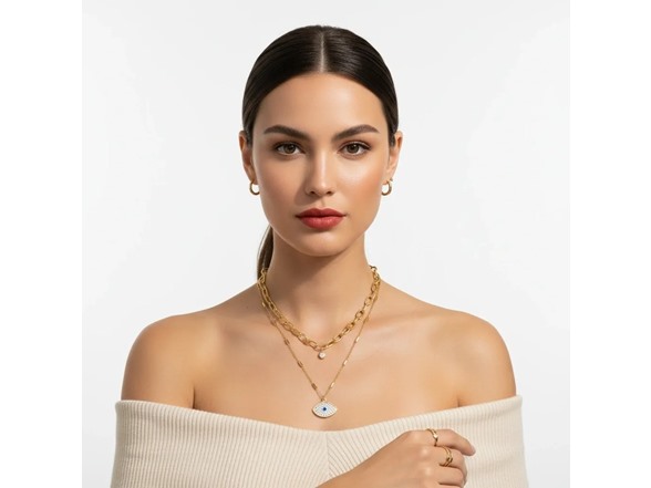 Layered CZ Protective Eye Necklace