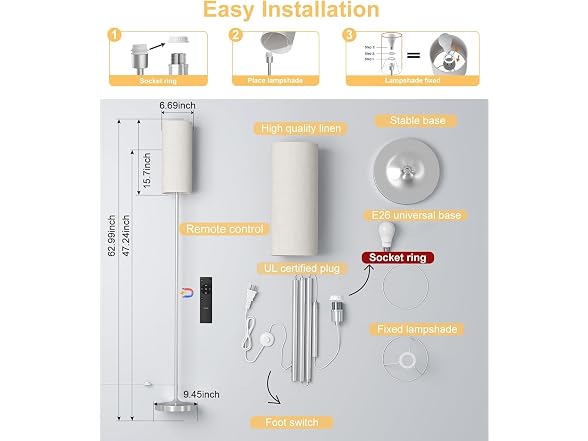 Luckystyle LED Dimmable Floor Lamp