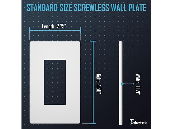 TAKETEK Screwless Decorator Wall Plate, 20 Pack