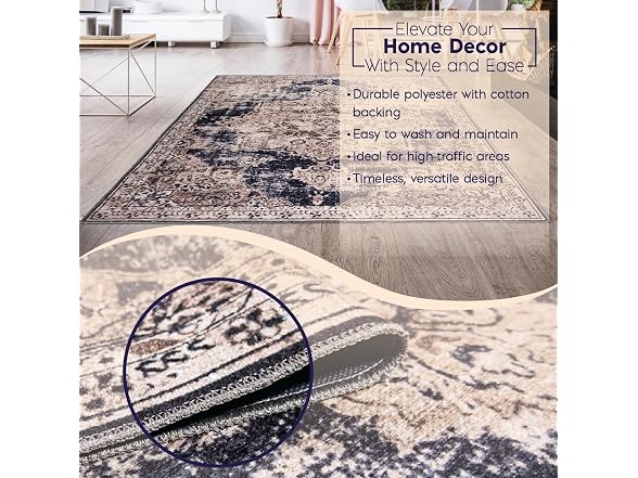 L'Baiet Cameron Ivory Distressed 8x10 RunnerRug