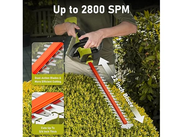 KOMASTY 22 Inch Hedge Trimmer Cordless