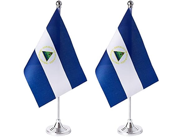 Nicaragua Flag Table Flag 2Pk w/Stand