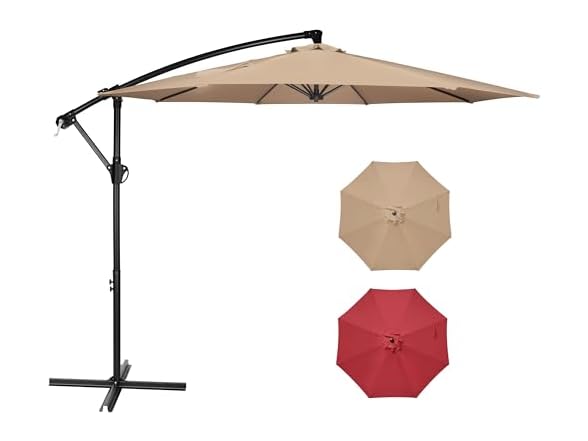 InfiniPower 10ft Cantilever Patio Hanging Umbrella