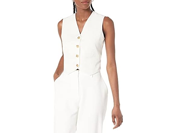 The Drop Women Sadie Cropped Slim Vest - Gallery 2