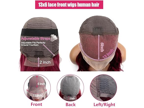 Burgundy Lace Front Wigs Human Hair