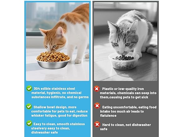 Steel Cat Food Bowls 3pc Set 5.5"