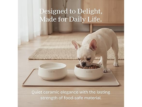 Fei & Eve Dog Bowl 30 Oz, Cloud White - Stain & Odor Resistant