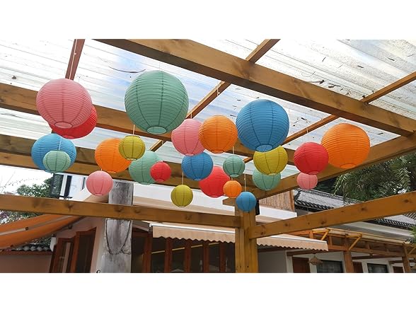 small colorful round paper lampshade