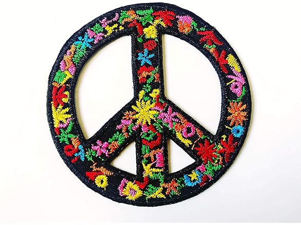 Flower Peace Sign Sew On Patch