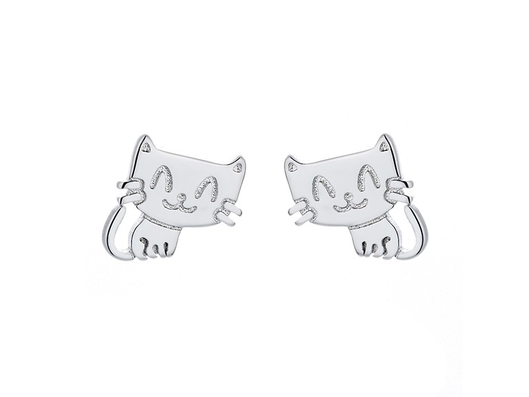 AAA IGT-DAAS-DEBS7242 Sterling Silver Cat Earrings Silver