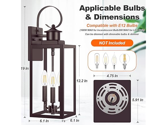 Yochoice 19" Large Outdoor Wall Lights