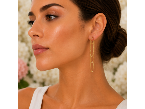 18K Gold Plated Layered Chain Earrings