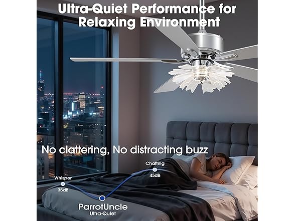 Parrot Uncle F6035CR 52 Inch Ceiling Fans with Lights and Remote