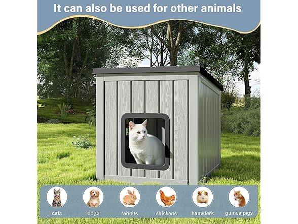 LHBcraft Outdoor Cat House Weatherproof