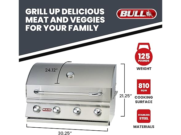 Bull Outlaw 30-Inch Built-In Grill (BG-26038), Propane (Open Box)