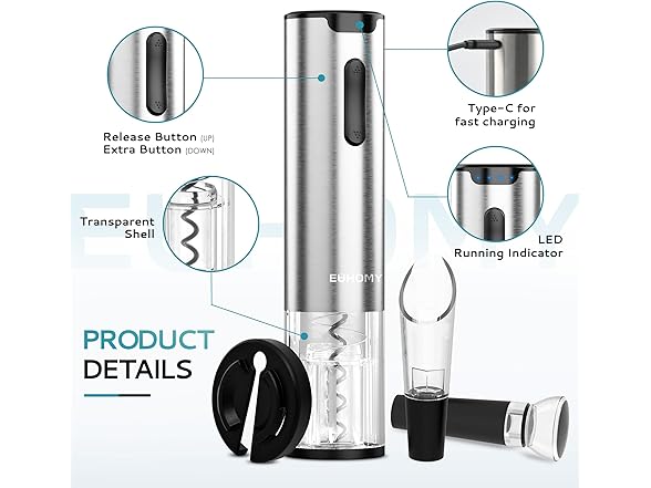 EUHOMY Electric Wine Opener Set