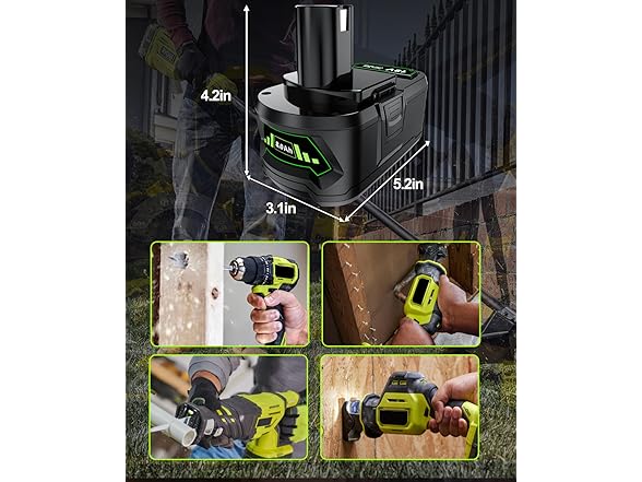 JUNWOOD Replacement for Ryobi 18V Battery