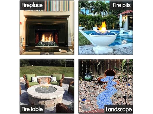 Grisun Fire Glass Mixed Color for Fire Pit, 1/2 Inch 10lbs