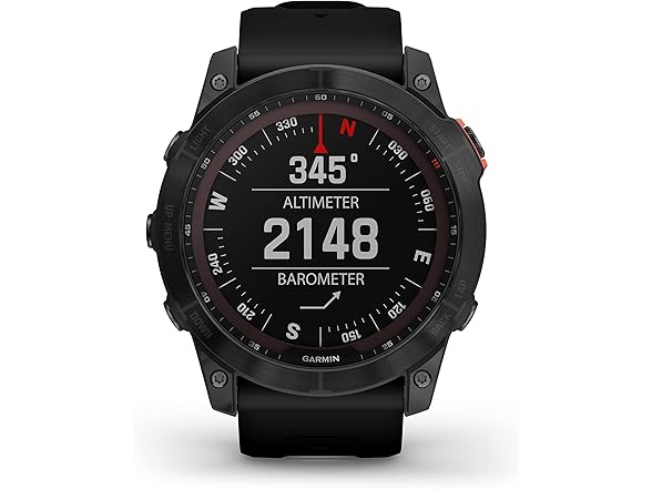 Garmin Fenix 7X Solar-Powered Waterproof 1.4-Inch Display Multisport GPS Watch with Built-in LED Flashlight and Bluetooth (Slate Gray with Black Band) (Open Box)