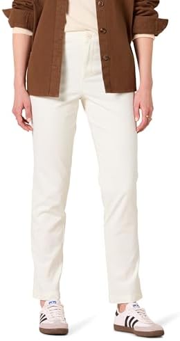 Amazon Essentials Women's High-Rise Slim-Fit Full-Length Straight-Leg Khaki Pant, Eggshell White, 10
